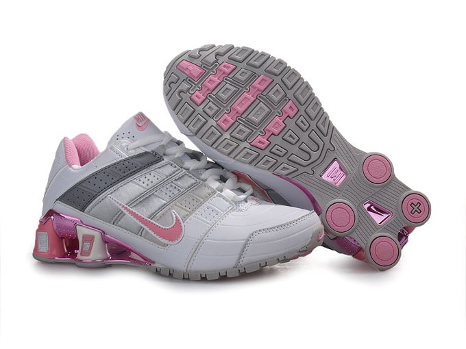 Womens Nike Shox Nz Shoes White Grey Pink - Click Image to Close